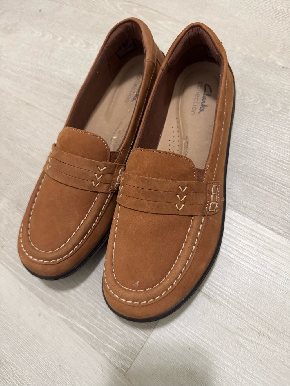 Clarks Women's Cora Ashley Dark Tan Leather Loafer - Picture 2 of 7